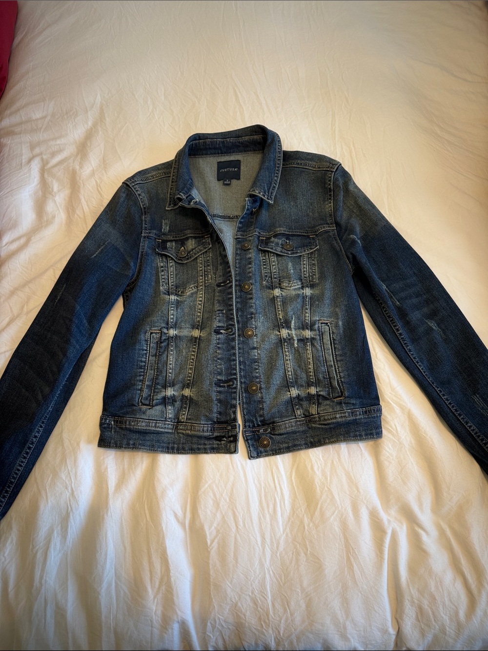 Just USA Distressed Dark Indigo Denim Jacket - Blue